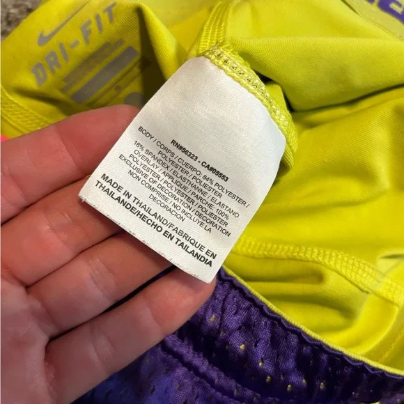 Nike Women's Purple and Yellow Athletic Shorts - Picture 6 of 9